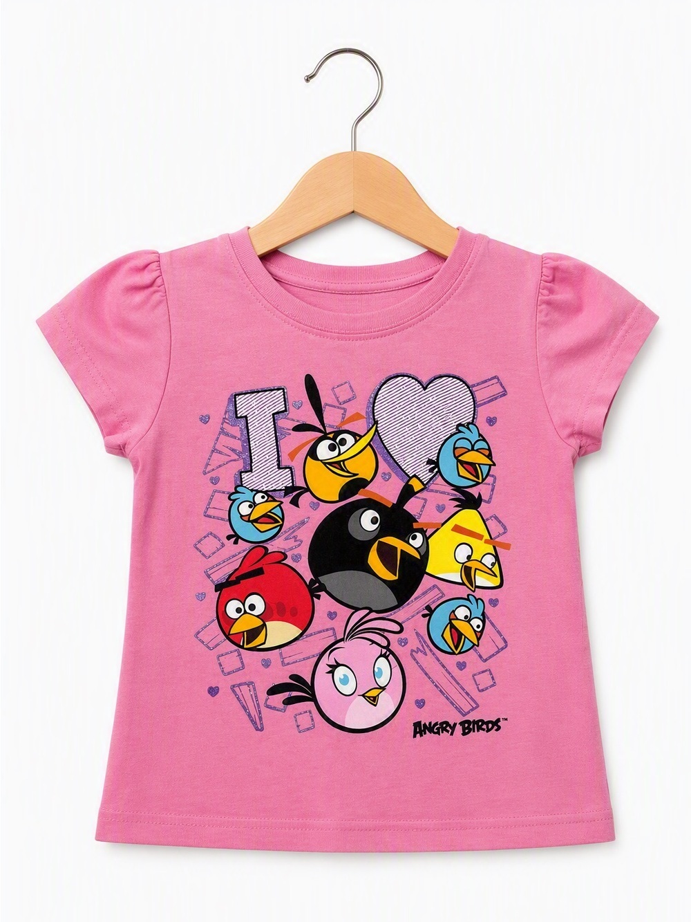 Rare Factory Error Angry Birds Pink Puff Sleeve Tee Disney Fairies Tag 6Y Y2K